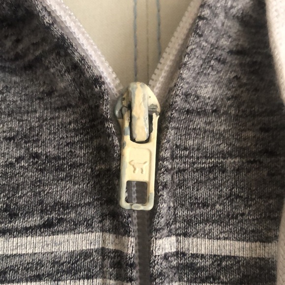 Victoria’s Secret Pink Blue White Logo Zip Up Hoodie Sweatshirt - Picture 3 of 8